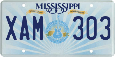MS license plate XAM303