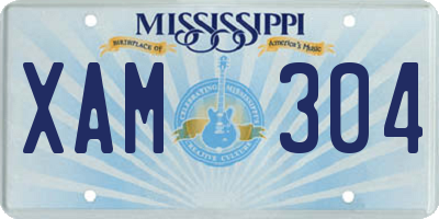 MS license plate XAM304