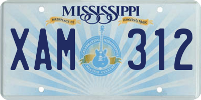 MS license plate XAM312