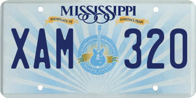 MS license plate XAM320