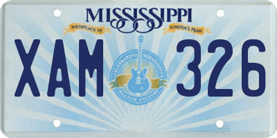 MS license plate XAM326