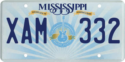 MS license plate XAM332
