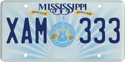 MS license plate XAM333