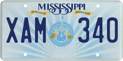MS license plate XAM340