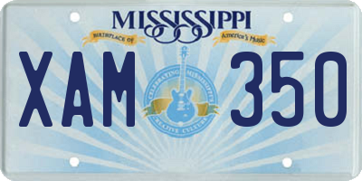 MS license plate XAM350