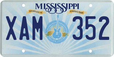 MS license plate XAM352