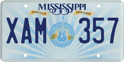 MS license plate XAM357