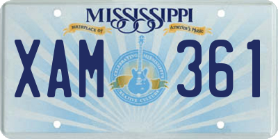 MS license plate XAM361