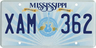 MS license plate XAM362
