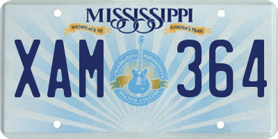 MS license plate XAM364