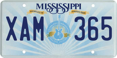 MS license plate XAM365