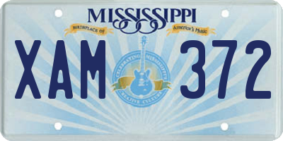 MS license plate XAM372