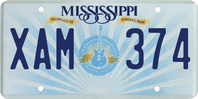 MS license plate XAM374