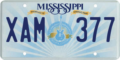 MS license plate XAM377