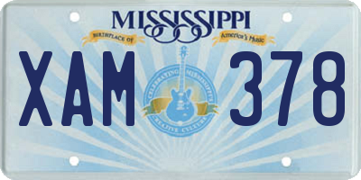 MS license plate XAM378