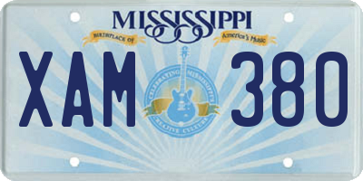 MS license plate XAM380