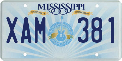 MS license plate XAM381