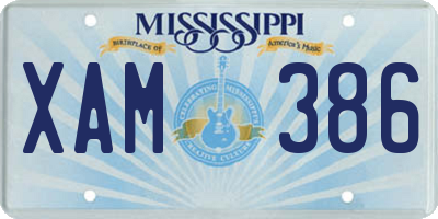 MS license plate XAM386