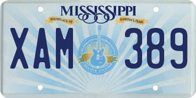 MS license plate XAM389