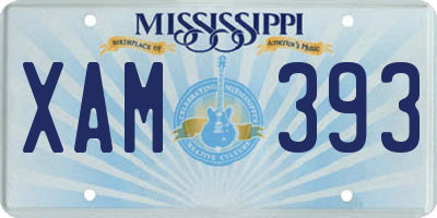 MS license plate XAM393