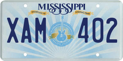 MS license plate XAM402