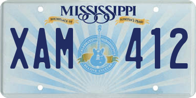 MS license plate XAM412