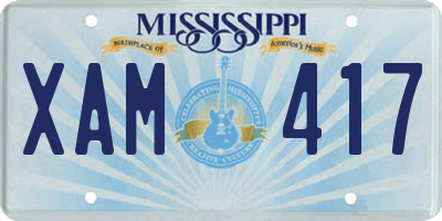MS license plate XAM417