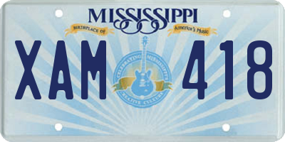 MS license plate XAM418