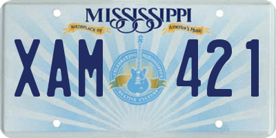 MS license plate XAM421