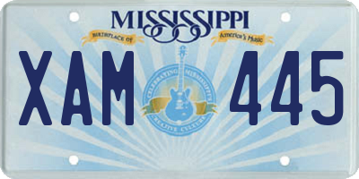 MS license plate XAM445