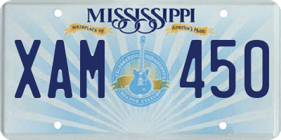 MS license plate XAM450