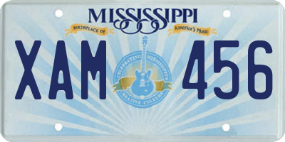 MS license plate XAM456