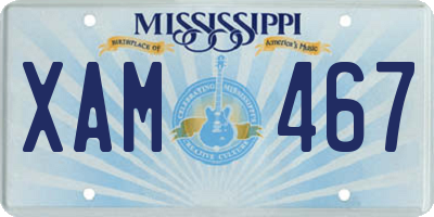 MS license plate XAM467