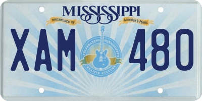 MS license plate XAM480