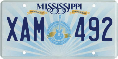 MS license plate XAM492