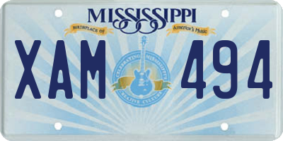 MS license plate XAM494