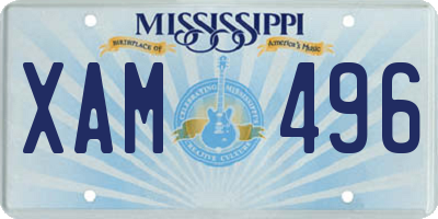 MS license plate XAM496