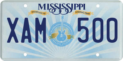 MS license plate XAM500