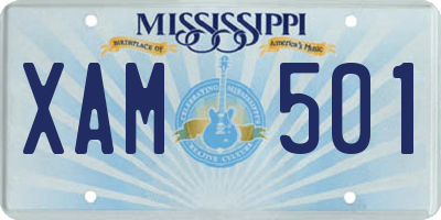 MS license plate XAM501