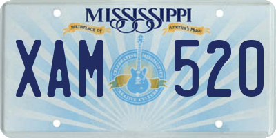 MS license plate XAM520