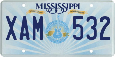 MS license plate XAM532