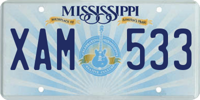MS license plate XAM533