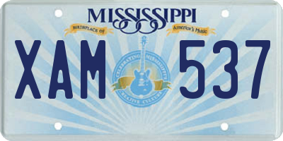 MS license plate XAM537