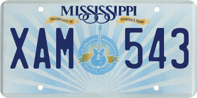 MS license plate XAM543