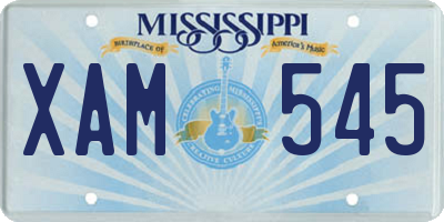 MS license plate XAM545