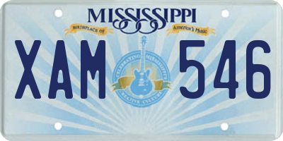 MS license plate XAM546