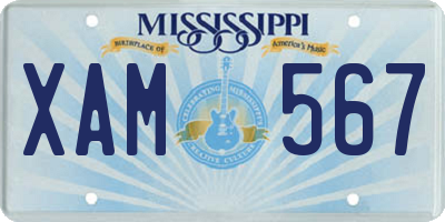 MS license plate XAM567