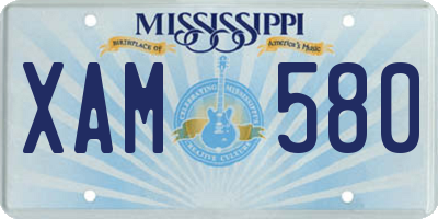 MS license plate XAM580