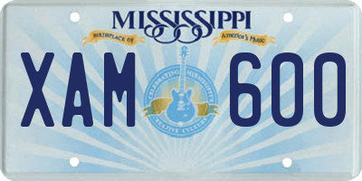 MS license plate XAM600