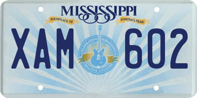 MS license plate XAM602